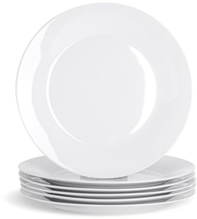 Argon Tableware Grandes assiettes cerclées blanches - 268 mm (10,5 pouces) - Boîte de 12