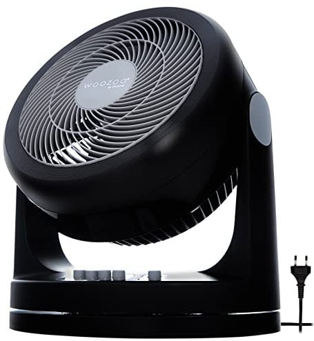 Iris Ohyama Woozoo, 33m², Ventilador de mesa, Negro, 3 velocidades, Oscilación, Silencioso, Potente,Escritorio, Portátil, Sobremesa, Table Fan, Ventoinha para el dormitorio, a oficina, Frio, PCF-HM23