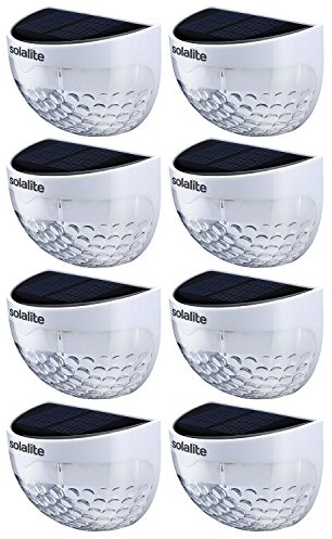 Solalite® 6 LED Solar Powered Security Lights,Waterproof Outdoor Wireless Sensor Fence Light for Garden, Patio, Fence, Yard, Pathway, Hall, Driveway, Garage, Stairway, Gate, Wall (8 Pack, White)