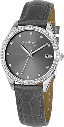 JACQUES LEMANS Damenuhr La Passion Lederarmband massiv Edelstahl Swarovskisteine LP-133A