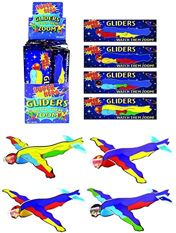 Lizzy Deluxe Flying Gliders Kids Birthday Party Bag Favours Pinata Filler Pony Toy UK (Pack of 10, Super Hero)