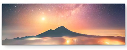 Paul Sinus Art Leinwandbilder | Bilder Leinwand 120x40cm Berg in der Nacht auf Bali