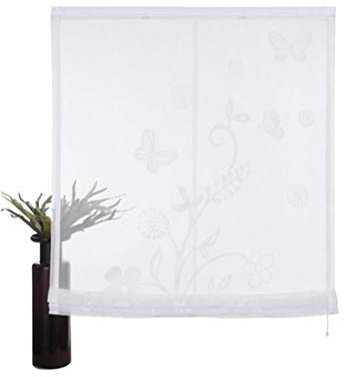 My home Raffrollo »Saltillo« transparent großes Allover- Motiv weiß Höhe 160 cm, Raffrollos:HxB 140/140