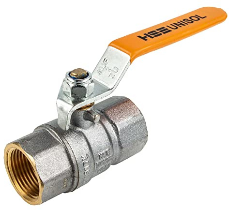 HSE UNISOL Solarkugelhahn Typ 1610, beids. Innengewinde Rp 3/4 Zoll (DN 20), Stahlhebel lang, MS-verchromt