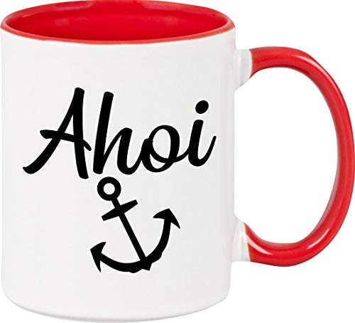 ShirtInStyle Tasse, AHOI Anker, Kaffeepott, Kaffeetasse, Farbe Rot