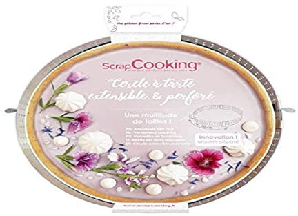 Scrapcooking - Cercle à Tarte Perforé Extensible - Moule à Tarte Réglable de 16 à 30 cm - Cadre Pâtissier Inox - Cuisson Uniforme - Accessoire Pâtisserie Gâteau Dessert - 1315