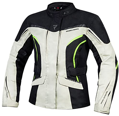 REBELHORN Hiker III Lady Motorradjacke für Frauen Langlebige Materialien Reissa Membran Ellenbogen und Schultern Protektoren Belüftungstaschen Reflektierende Elemente