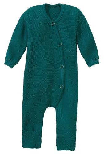 Disana STRICK-OVERALL Baby & Kleinkind - 100% Bio-Merino – atmungsaktiv & bequem - unisex Gr. 50 – 80 - nachhaltig & fair - dehnbar, mit Umklappbündchen - made in Germany | Pacific Gr. 62-68