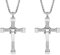 HJYZY 2 Stück Kreuz Kette Halskette Anhänger Silber Schmuck Geschenk für Ehemann/Verwandten/Freund