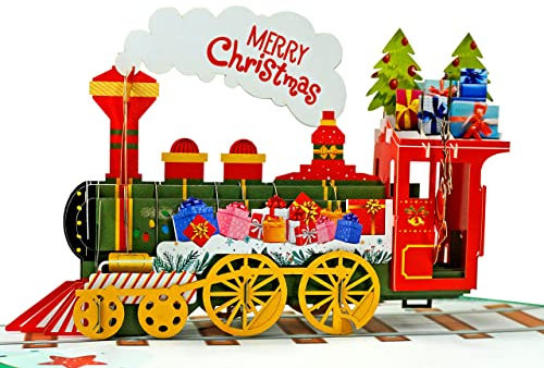 CUTPOPUP Train Weihnachtskarten 3D, Weihnachtskarte 2024, Pop Up Karte Weihnachten