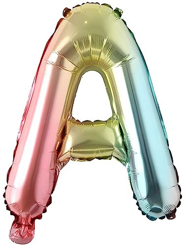 Folienballons Buchstaben Bunt Regenbogenfarben - 40 cm für Geburtstag Hochzeit Party Dekoration Happy Birthday JGA Geschenk Luftballon Abschluss ABI groß XXL klein Mädchen Jungen (40 cm - A)