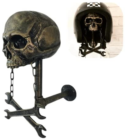 Motorcycle Skull Helmet Holder,Helmhalter mit Totenkopf,Helm Aufbewahrung Halter Helm Halterung,Wandmontage Hut Halter Motorradzubehör Helmhalter,Motorradhelm Rack,Helmhalter Wand