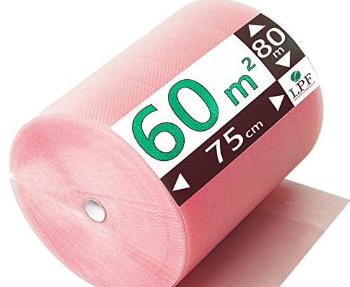 LPF dieLUFTPOLSTERFOLIE Luftpolsterfolie 75my 75cm Verpackungsfolie Luftpolster Rolle Blisterfolie Noppenfolie Polsterfolie Umzug 1m Knallfolie Polstermaterial Versand Transparent Umzugfolie