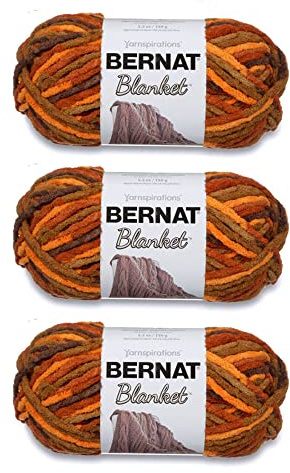 Bernat Blanket Fall Leaves Filato – 3 confezioni da 150 g/5,3 oz – poliestere – 6 super voluminosi – 100 metri – per lavoro a maglia, uncinetto, artigianato e amigurumi, filato di ciniglia grosso