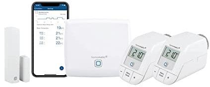 Homematic IP Smart Home Starter Set Heizen + Fenster- und Türkontakt mit Magnet, digitale Heizungssteuerung per App, Alexa & Google Assistant, einfache Installation, Energie sparen