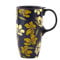 Topadorn Ceramic Travel Mug with Lid and Handle Tall Coffee Cup for Home, Party and Birthday, 17oz. Yellow Flower