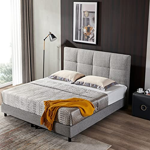 Z-hom 213 Boxspringbett 140x200 cm, Hellgrau, Bestes Preis-Leistungs-Verhältnis mit Federkernmatratze 25 cm Höhe