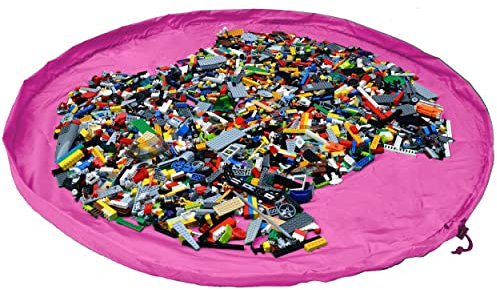 JJPRIME - Kinder Aufräumsack Spieldecke Kordelzug | Aufbewahrung Spielzeug Groß | Faltbar Spielzeugaufbewahrung Kinderzimmer | Play and Go Spielzeugsack - Schnelle Reinigung (150cm XL - Rosa)