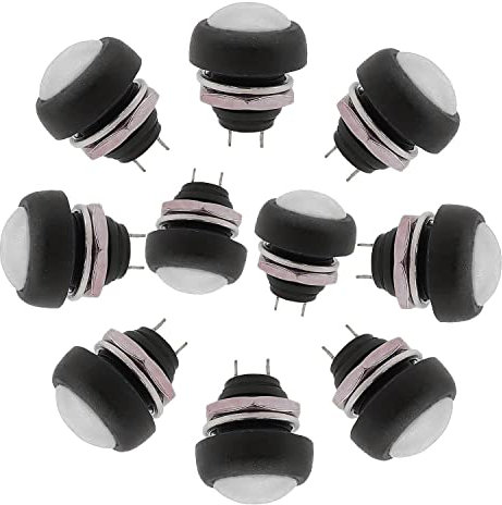 10x Drucktaster rund Taster 12mm DIY Druckschalter AC 1,5A/230V 12V NON-Momentan button | Weiß