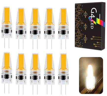 G4 Led Lampen, warmweiß 3000K, 3W G4 LED Birnen, 270LM, Ersatz Für 30w Halogen, AC/DC 12V-24V Led Leuchtmittel G4, Kein Flackern Dimmbar 360° Lichtwinkel, 10er Pack