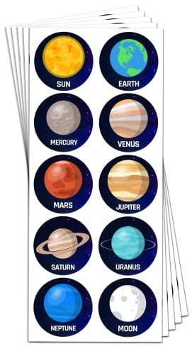 40 Blatt - Weitraum Planeten Sticker Aufkleber - 400 Stück, 40mm