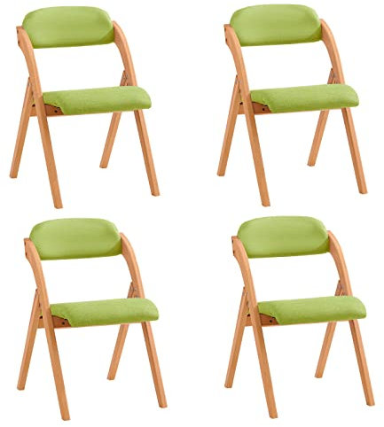 SoBuy FST92-GRx4 Lote de 4 Sillas Plegables de Madera con Asiento y Respaldo Tapizado Sillón para Cocina, Oficina 47.5 x 59 x 77 cm Verde ES