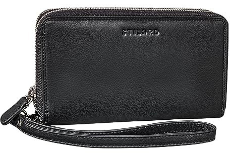STILORD 'Bryan' Geldbörse Handgelenk Herren Leder mit Handschlaufe Geldbeutel Portemonnaie RFID Wallet Herren Handytasche Handgelenktasche Echtleder, Farbe:schwarz