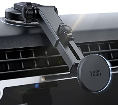 YOSH Dashboard Magnetic Phone Car Mount, Upgraded Newest Magnets & Super Stable Heat Proof Suction Cup for Windscreen, Car Phone Holder for Cars for iPhone Samsung Pixel Xperia