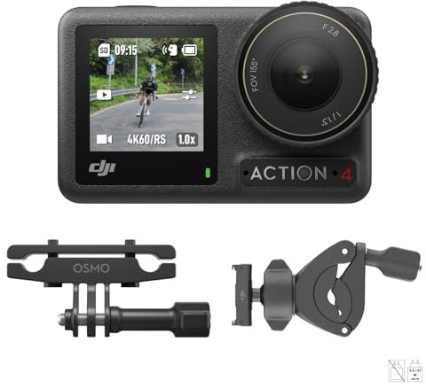 DJI Osmo Action 4 Road Cycling Combo - Bike Camera with 360° Wrist Strap for Cyclists, 1/1.3-Inch Sensor, Stunning Low-Light Imaging, 4K/120fps Footage, 155º Ultra-Wide FOV and HorizonSteady