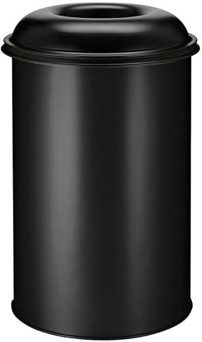 PROREGAL Selbstlöschender Abfallsammler aus Metall für den Innen- & Außenbereich | 200 Liter, HxØ 95x60cm | Schwarz