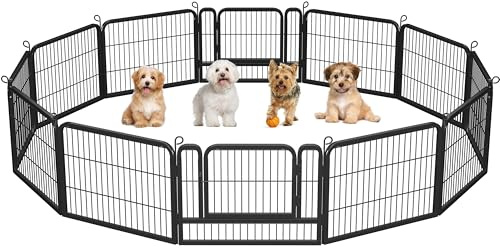 Yaheetech 12pcs Parque para Perros Vallas para Jardin Plegable 80x60cm | Vallas para Perros Extensible Plegable Metalicas Jaula Perro Grande Exterior Corrales para Cachorro