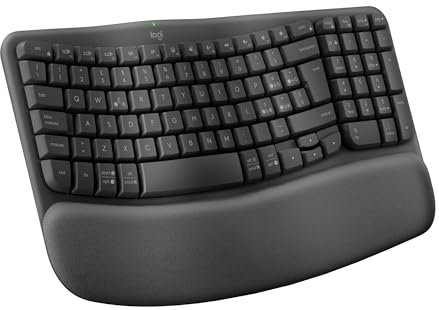 Logitech Wave Keys Tastiera Wireless Ergonomica con Supporto per i Polsi Imbottito, Digitazione Comoda, Easy-Switch, Bluetooth, Logi Bolt, più Sistemi Operativi, Windows/Mac, ITA QWERTY, Grafite