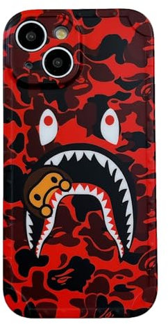 Hoolcase Schutzhülle für iPhone 15, 6,1 Zoll, weiche Hülle für Haifischgesicht/Haifischzahn-Fans, Mädchen, Kinder, Jungen, Cartoon, niedlich, lustig, stoßfest, TPU, 6,1 Zoll (H-YU)