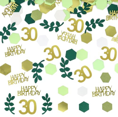 WenmthG - Konfetti 30. Geburtstag Deko Grün - 200 Stück Tischdeko 30er Streudeko Geburtstag Gold - 30 Geburtstag Confetti Frauen, Männer - Deko 30 Geburtstag Party