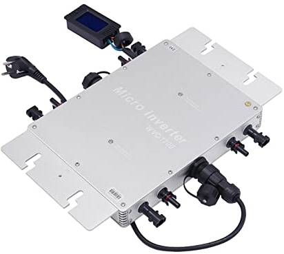 1200W WVC Balkonkraftwerk Modulwechselrichter Microinverter 4X MPP Tracker 220V DC28-50V Mikro Wechselrichter MPPT PV Solar Grid Tie Micro Inverter Modul (Silber)