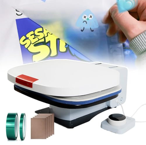 json2xml Automatische Heißpressmaschine, Sublimations-Heißpresse mit Timer und Thermostatknopf, für Vinyl-/Sublimations-/Wärmeübertragungsprojekte, Kit inklusive Teflonfolie und Wärmeübertragungsband