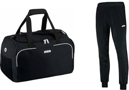 JAKO Sporttasche Classico, Bambini 38 x 21 x 28 cm (LxBxH), schwarz & Trainingshose Kinder Classico Schwarz Gr. 128