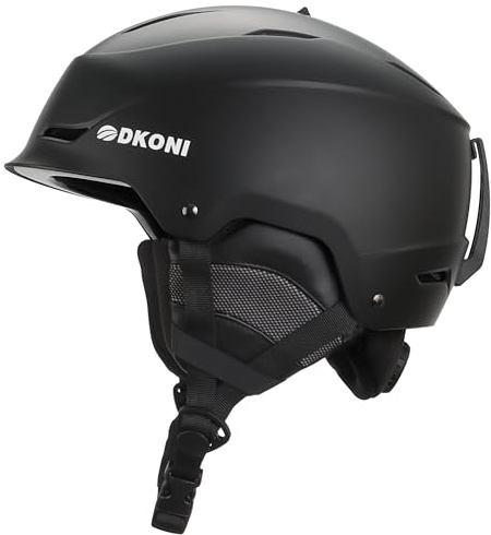 DKONI Skihelm & Snowboardhelm für Herren, Damen & Kinder, Verstellbare Passform, 3-stufiges Belüftungssystem, Robuste PC-Schale mit EPS-Schaum (Schwarz, L: 58-62cm)