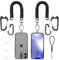 Casecond 2 Stück Handy Tether Lanyard Universale Handyband mit Flexiblem Spiralkabel Karabiner Hülle Patch Schlüsselband Schlüsselanhänger Outdoor Männer mit Handgelenkband für iPhone Samsung Schwarz