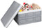 Tuevob 2 Pack Collapsible Storage Boxes Crates 30L Lidded Storage Bins Plastic Tote Storage Box Container Stackable Folding Utility Crate for Clothes, Books,Snack, Shoe Grocery Storage Bin-Grey