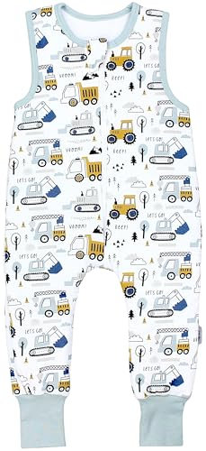 TupTam Gigoteuse Bébé Hiver avec Pieds, certifiée OEKO-TEX, 2,5 TOG, Unisexe, Chantier Pelleteuse Tracteur Chenille, 104-110