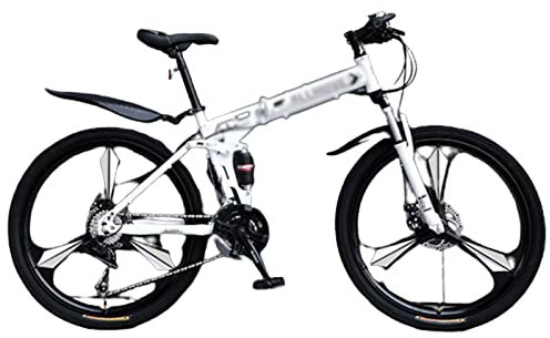FLNOZAMZ Faltrad Erwachsene, Vollgefedertes MTB-Faltrad aus Kohlenstoffstahl, Faltrad für Herren/Damen, Muti-Farben (Gray 26inch)
