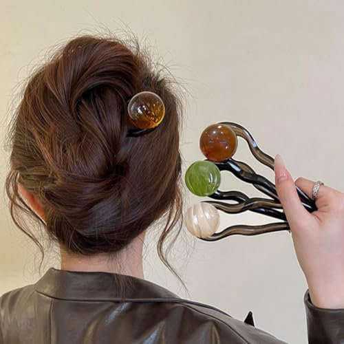 Resweky 3 Pcs U En Forme De Cheveux Pins Perles French Hair Stick Pins Grand Mignon Cheveux Fourche Accessoires pour Femmes Filles
