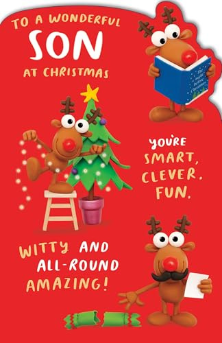 Crackers All-Round Amazing Son Funny Reindeer Christmas Greeting Card 558943