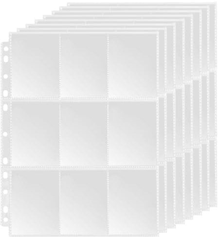 50 Sheet Trading Card Sleeves 9-Pocket Double-Sided Transparent Game Card Sleeves Holder Card Storage Wallets Trading Card Album Pages, 900 Pockets