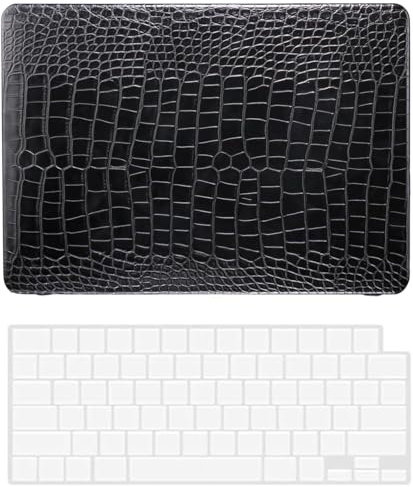 Hard Case Compatible with Old Version MacBook Pro 13 inch Case 2012 2011 2010 2009 2008 Release Model A1278 with CD-ROM, PU Leather Hard Shell Case Cover & Keyboard Cover Skin, Black