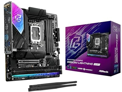 ASRock Phantom Gaming B860M Lightning WiFi 6E Intel Core Ultra B860 LGA1851 DDR5 8933MHz 256GB M.2 Micro ATX Motherboard Thunderbolt SATA3 6.0GB/s PCIe 5.0