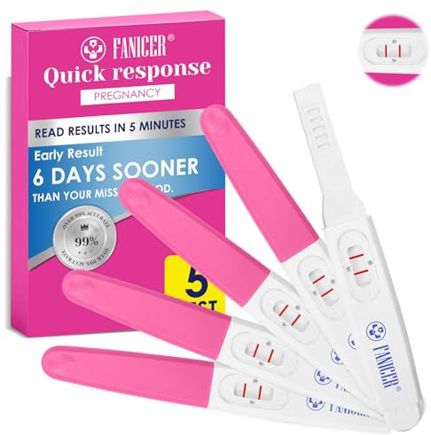 5 Pcs Tests De Grossesse, Emballés Individuellement Sensibilité HCG Test, Test de Grossesse Détection Rapide,Test de grossesse de détection précoce fiable et précis