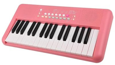 32 Key Electronic Keyboard Piano 16 Tones 10 Rhythms 10 Demos Dual Speaker With Microphone Dual Power(Pink)