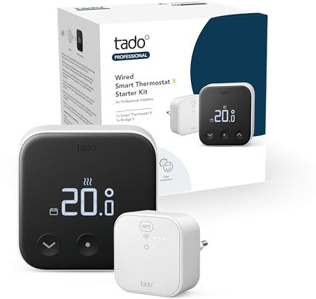 tado Termostato Inteligente Cableado X Kit de Inicio para Profesionales, aplicación y Altavoz Inteligente (Alexa, Siri, Google Assistant)
